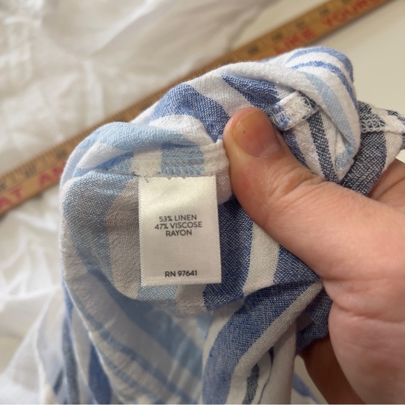 J. Jill White Linen Blend Tunic with Blue Stripes - Picture 9 of 11